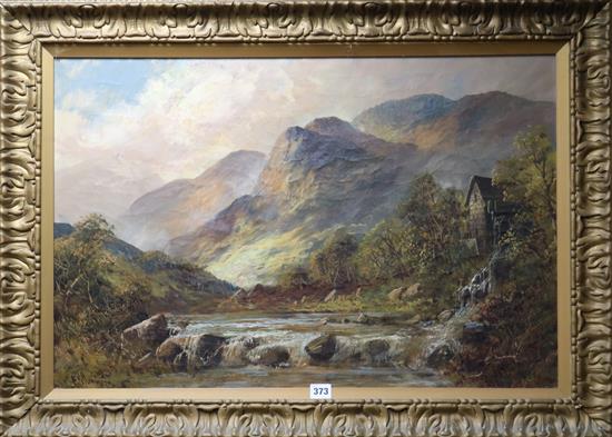 F. Johnson Landscape with a mill 51 x 76cm
